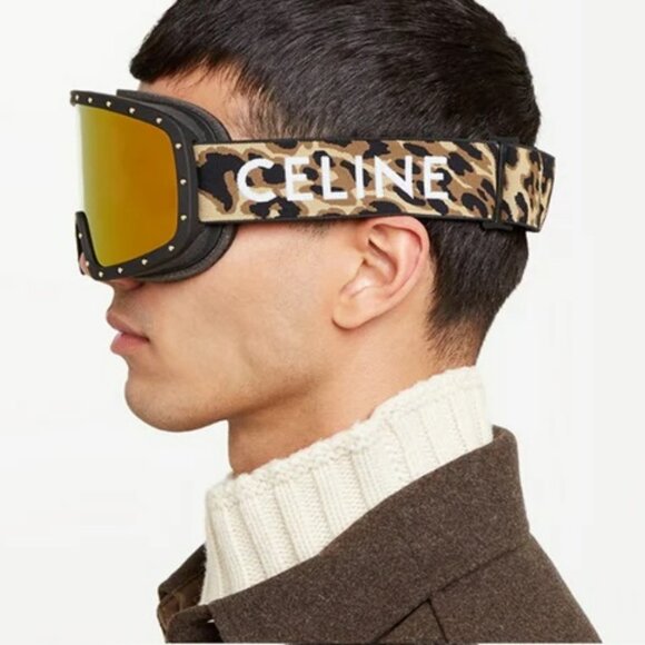 Celine CL40196U SKI MASK Women 99C Animal Gold Mirror NEW AUTHENTIC - Picture 10 of 14